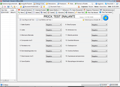 cartella medica personalizzata - Prick Test 2
